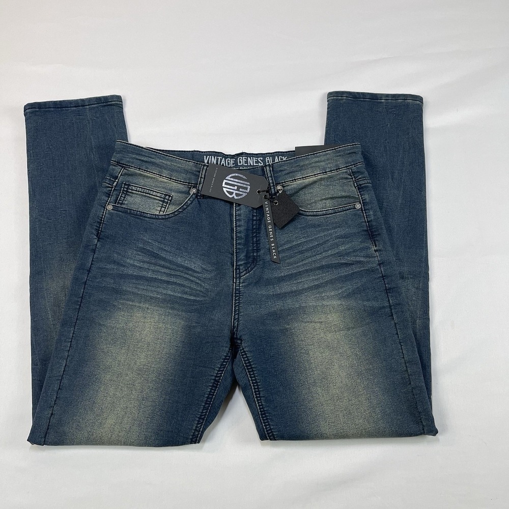 VGB Vintage Genes Black Slim Fit Comfort French Terry Denim Jeans Men's W30x30L